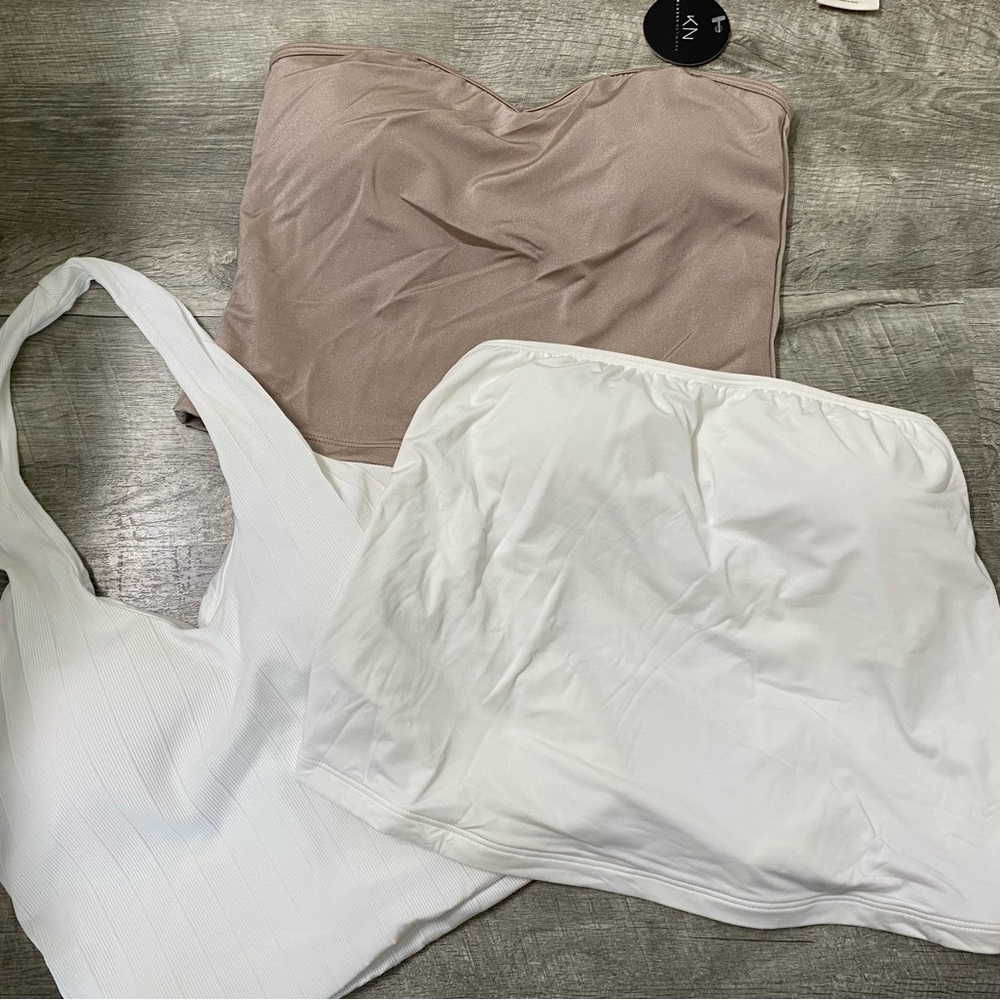 Set of Three Tube Tops in White and gold Sz Small